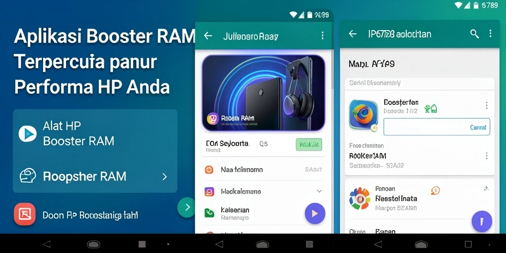 Tampilan antarmuka aplikasi Booster RAM JP6789 yang user-friendly.