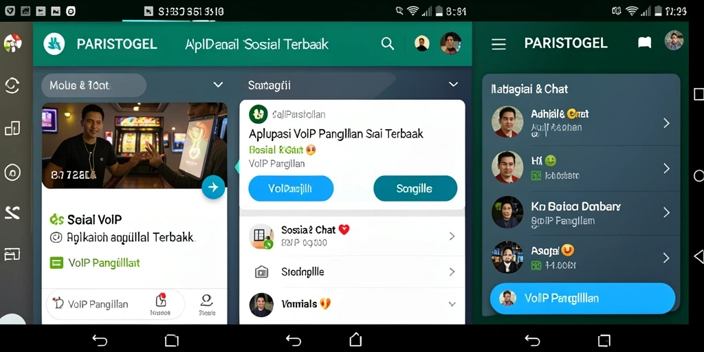 Tampilan antarmuka pengguna aplikasi VoIP Panggilan PARISTOGEL yang menarik.